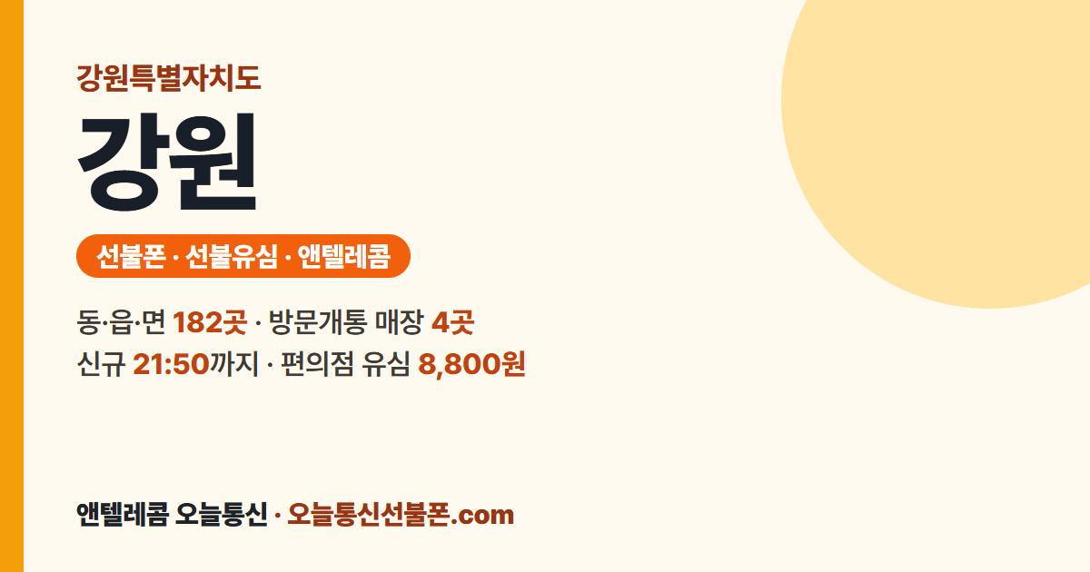강원특별자치도 선불폰 안내 — 가까운 매장 홍천