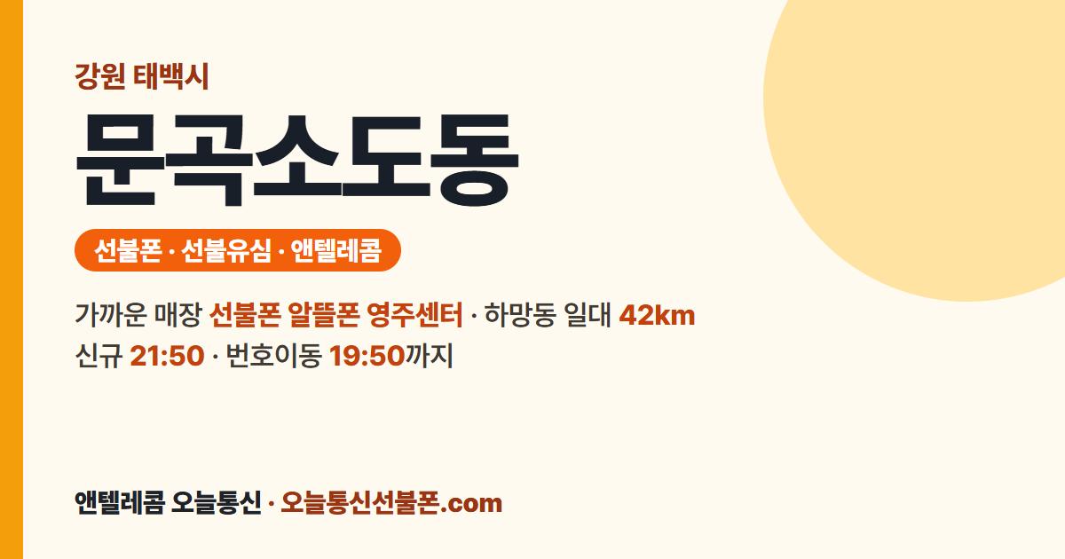 강원특별자치도 태백시 문곡소도동 선불유심 안내 — 가까운 매장 선불폰 알뜰폰 영주센터