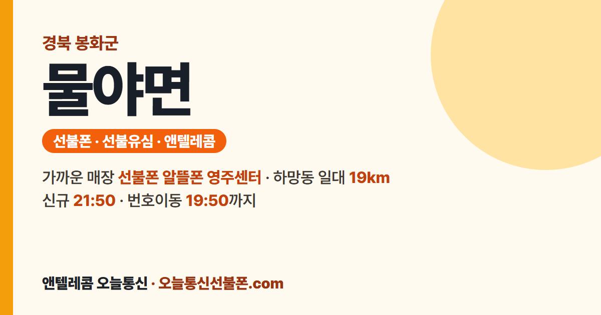경상북도 봉화군 물야면 선불폰 안내 — 가까운 매장 선불폰 알뜰폰 영주센터