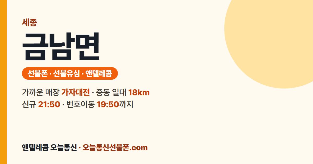 세종특별자치시 금남면 선불폰 안내 — 가까운 매장 가자대전
