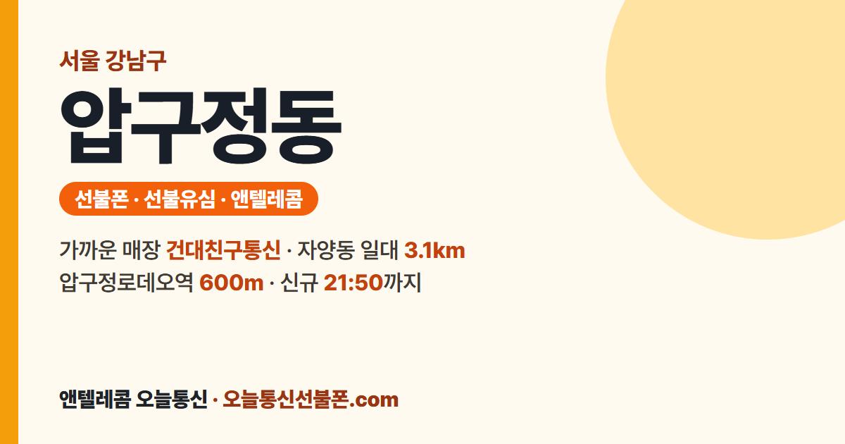 서울특별시 강남구 압구정동 선불유심 안내 — 가까운 매장 건대친구통신