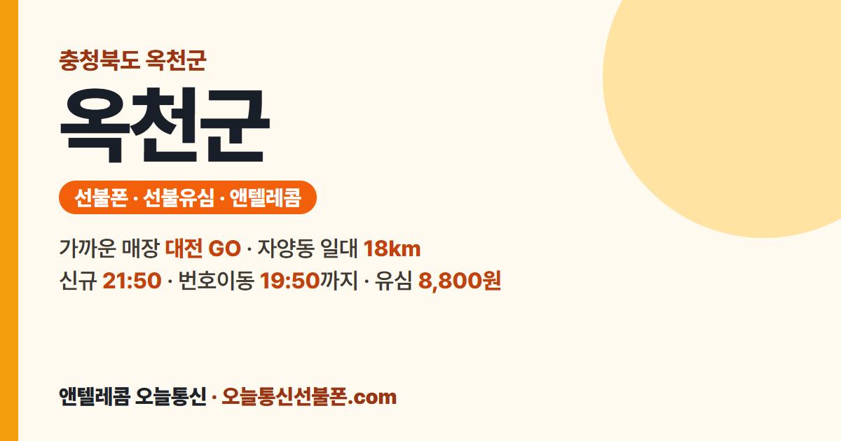 충청북도 옥천군 선불폰 안내 — 가까운 매장 대전 GO