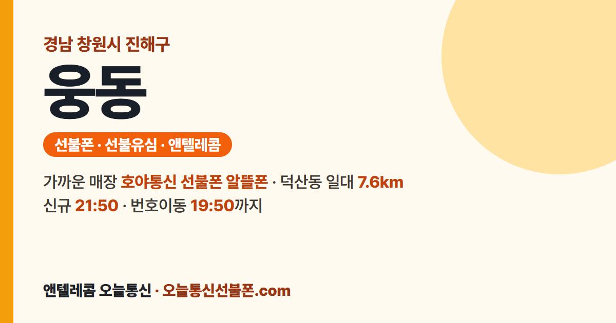 경상남도 창원시 진해구 웅동 선불유심 안내 — 가까운 매장 호야통신 선불폰 알뜰폰