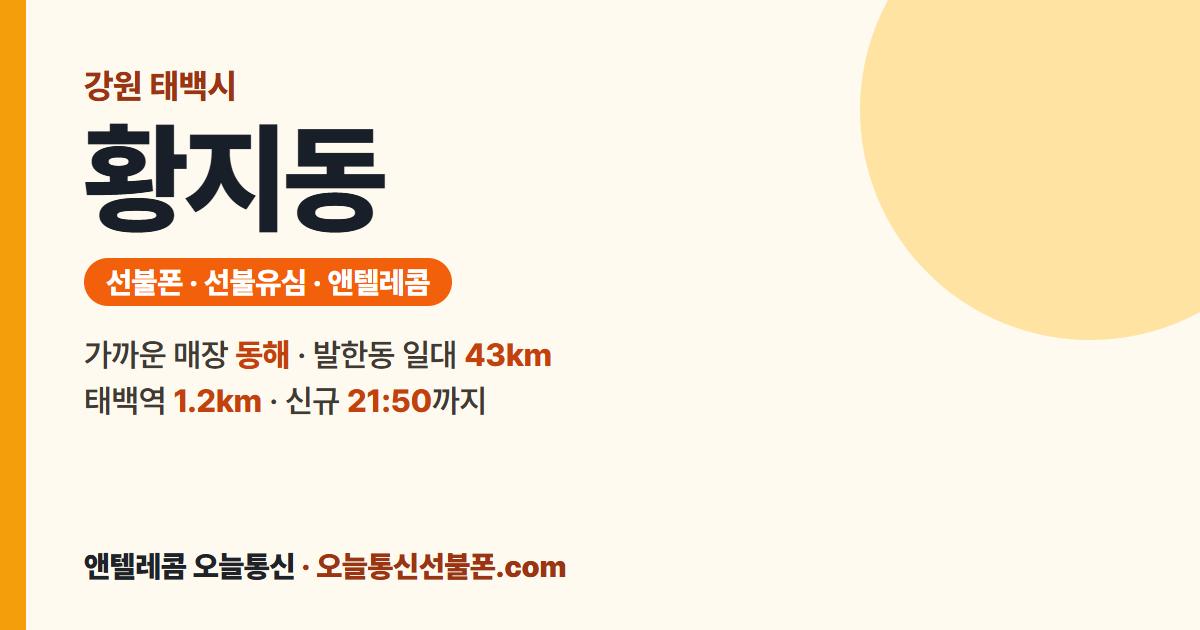 강원특별자치도 태백시 황지동 선불폰 안내 — 가까운 매장 동해
