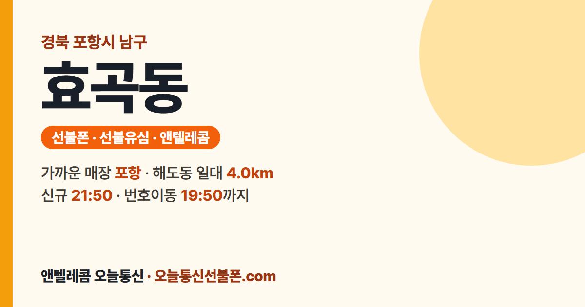 경상북도 포항시 남구 효곡동 선불폰 안내 — 가까운 매장 포항